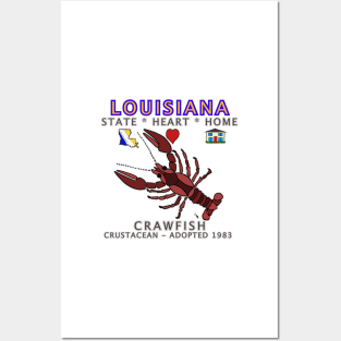 Louisiana - Crawfish - State, Heart, Home - State Symbols Posters and Art